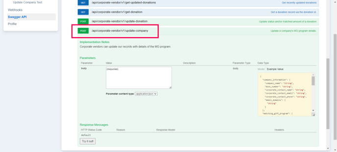 update company endpoint